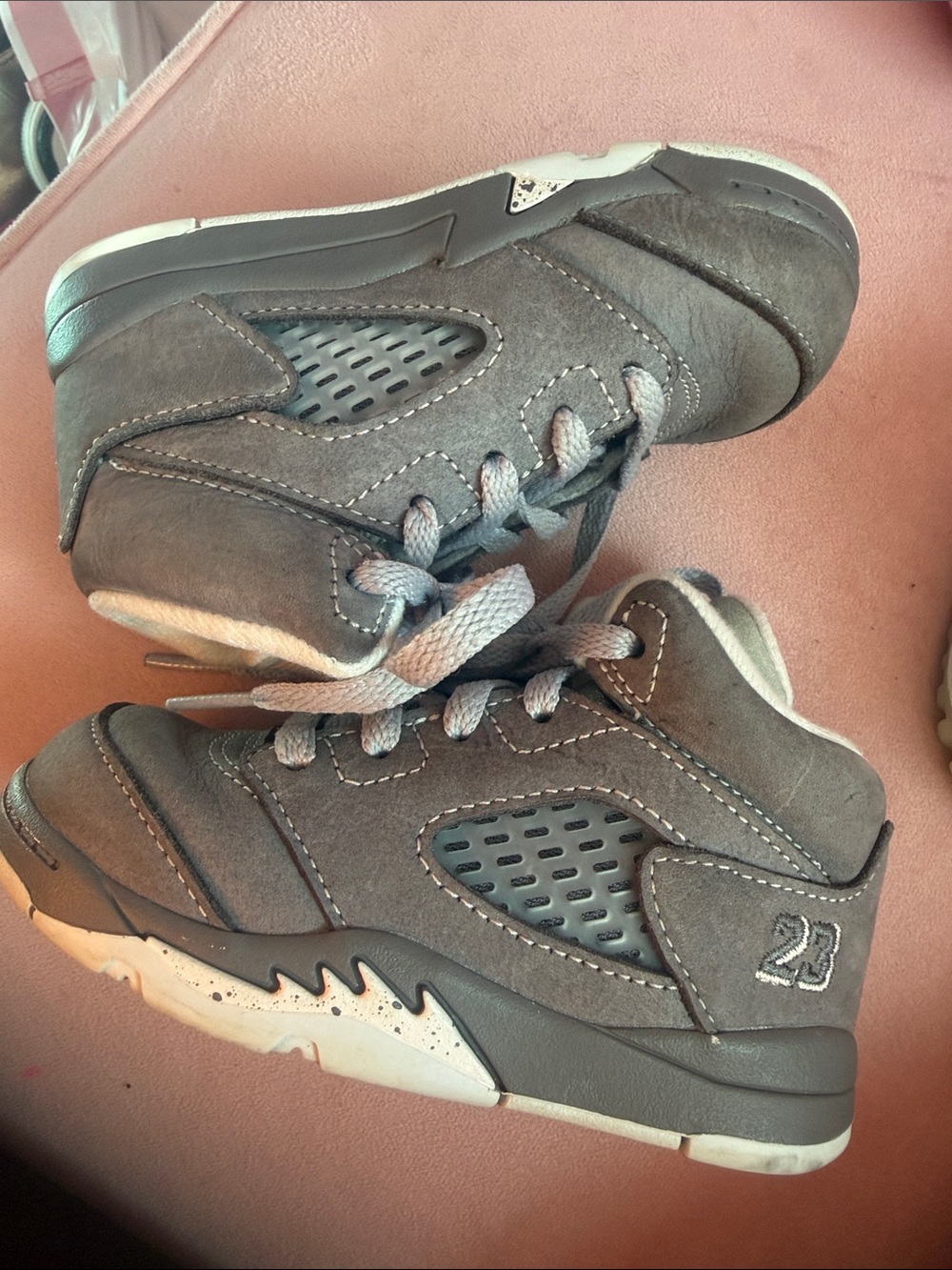 Jordan Kids Gray Suede High-Top Sneakers
